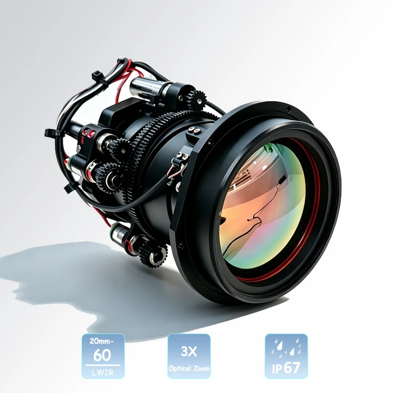 20&ndash;60 mm kontinuierlicher Zoom, 8&ndash;14 &mu;m optische Infrarotstruktur, LWIR-Linsen